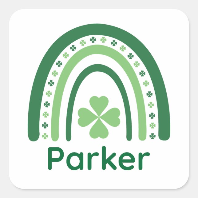 Adesivo Quadrado Parker Name Clover Boho Rainbow (Frente)