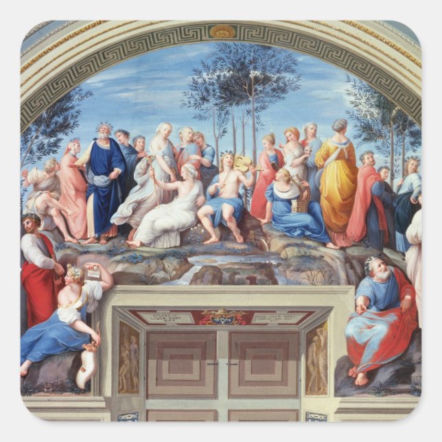 Adesivo Quadrado Parnassus e a Desputa, do Stanza della S (Frente)