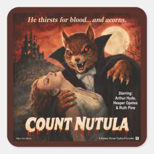 Adesivo Quadrado Paródia de Filme Retro do Conde Nutula
