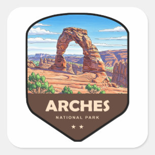 Adesivo Quadrado Parque Nacional Arches Utah Escudo