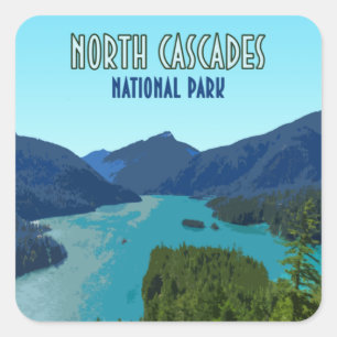 Adesivo Quadrado Parque Nacional das Cascades do Norte, Washington