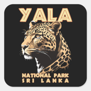 Adesivo Quadrado Parque Nacional de Yala - Sri Lanka Leopard