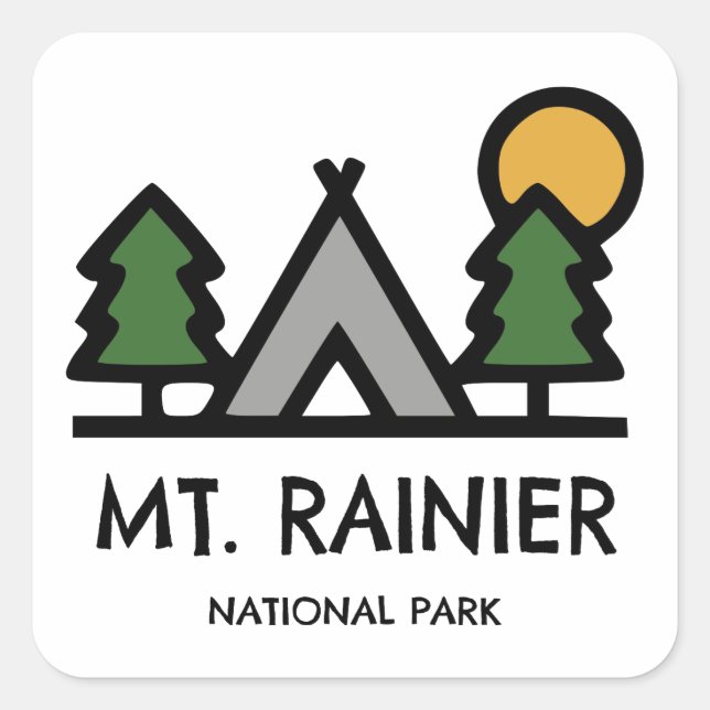 Adesivo Quadrado Parque Nacional do Mt. Rainier (Frente)