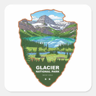 Adesivo Quadrado Parque Nacional Glacier Montana Arrowhead
