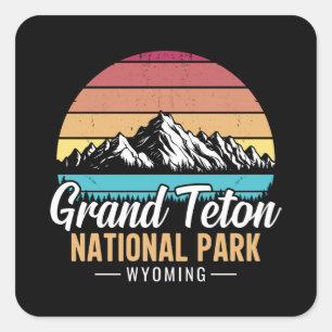Adesivo Quadrado Parque Nacional Grand Teton Wyoming EUA Vintage– 