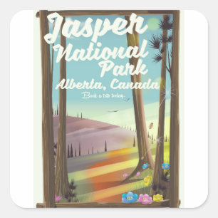 Adesivo Quadrado Parque Nacional Jasper, poster de viagens do Canad