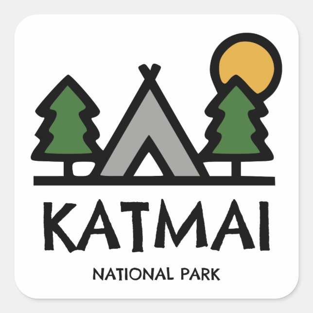 Adesivo Quadrado Parque Nacional Katmai (Frente)