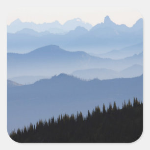 Adesivo Quadrado Parque Nacional Monte Rainier   Montanhas Cascata