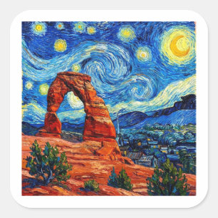 Adesivo Quadrado Parque Nacional Starry Night Arches