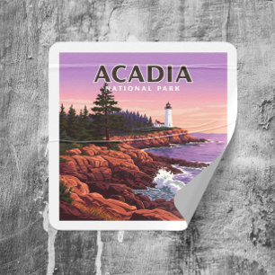 Adesivo Quadrado Parque Nacional Vintage Acadia