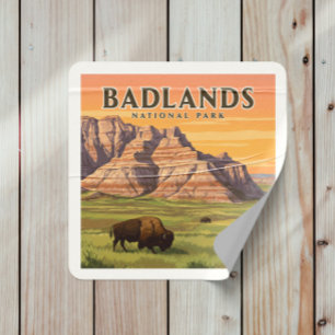 Adesivo Quadrado Parque Nacional Vintage Badlands