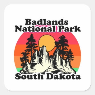 Adesivo Quadrado Parque Nacional Vintage Badlands