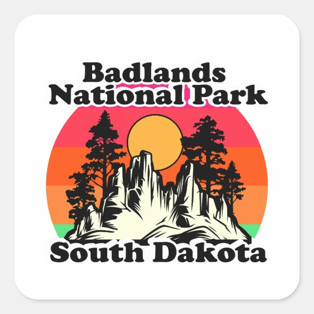Adesivo Quadrado Parque Nacional Vintage Badlands (Frente)