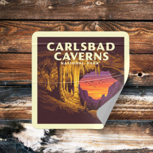 Adesivo Quadrado Parque Nacional Vintage Carlsbad Caverns