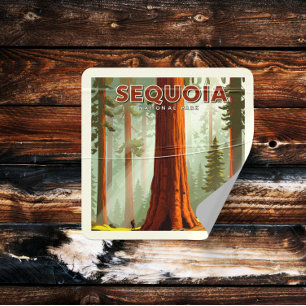 Adesivo Quadrado Parque Nacional Vintage Sequoia