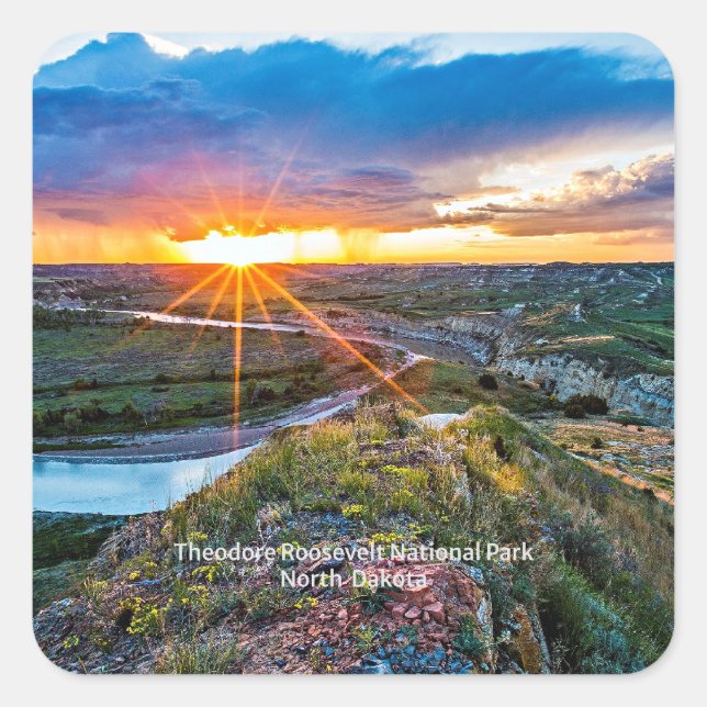 Adesivo Quadrado Parque Theodore Roosevelt, da Dakota do Norte (Frente)