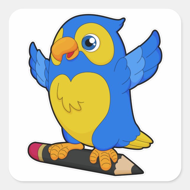 Adesivo Quadrado Parrot with Pencil (Frente)