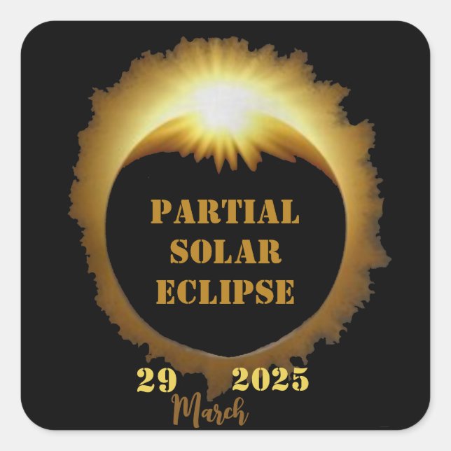 Adesivo Quadrado Parte de Visualização do Eclipse Solar Parcial 202 (Frente)