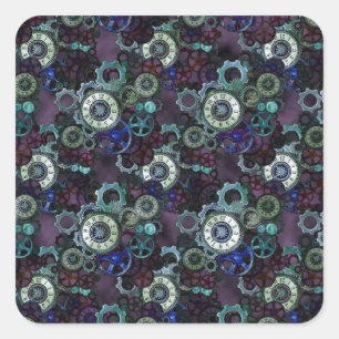 Adesivo Quadrado partes de relógios a vapor - impressão roxo por Le