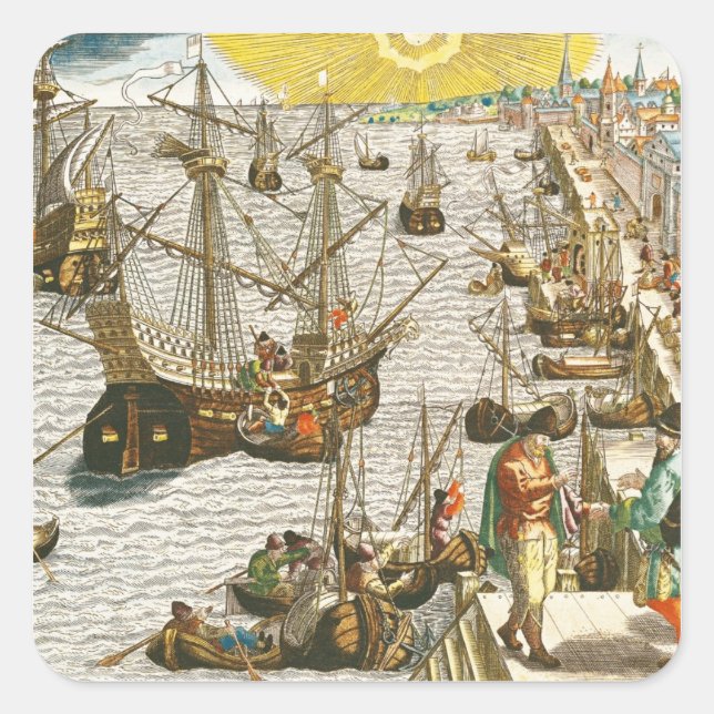 Adesivo Quadrado Partida de Lisboa para Brasil (Frente)