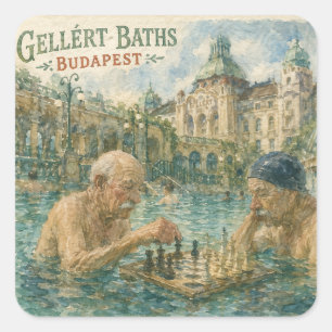 Adesivo Quadrado Partida de xadrez Gellert Baths Budapeste Hungria