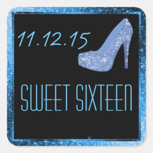 Adesivo Quadrado Partido azul do doce dezesseis dos saltos altos