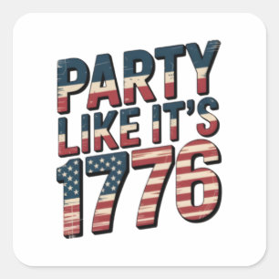 Adesivo Quadrado Partido Como Ele É 1776, 4 De Julho, USA Flag, Ame