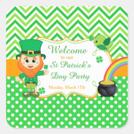 Adesivo Quadrado Partido do Dia de São Patrício Leprechaun Irlandês