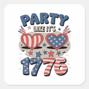 Adesivo Quadrado Partido dos Estados Unidos Como é 1776, América, I