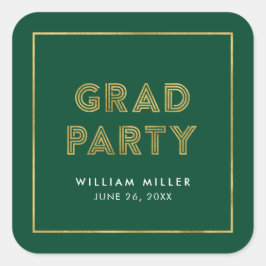 Adesivo Quadrado Partido dos Formando Geométricos Dourados Verde e