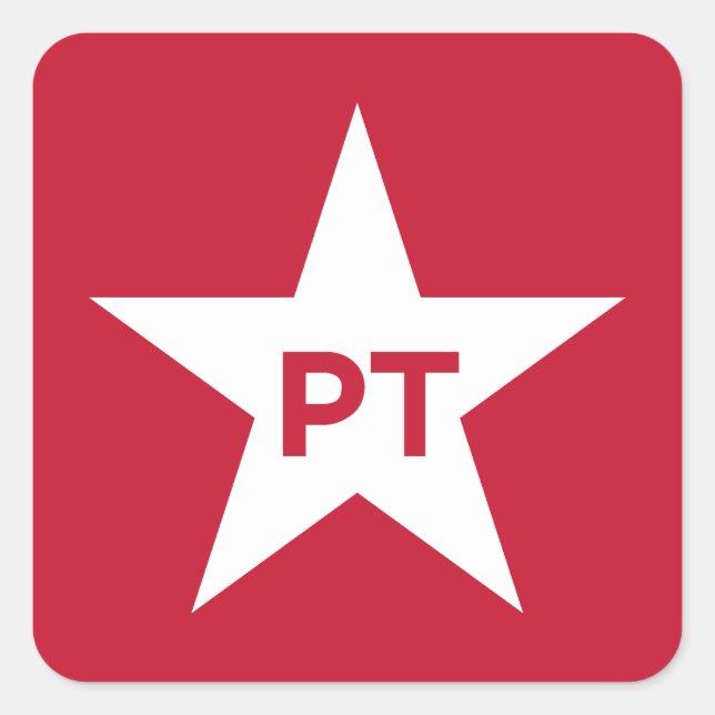 Adesivo Quadrado Partido dos Trabalhadores (Frente)