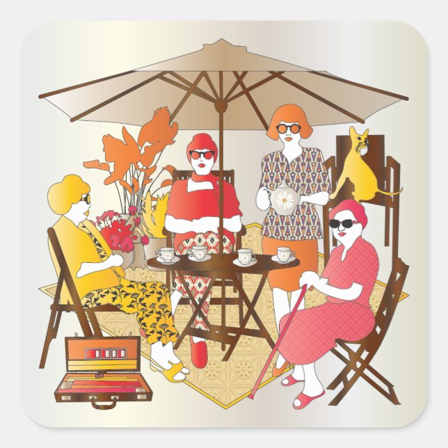 Adesivo Quadrado Partido Mah Jongg Tea (Frente)