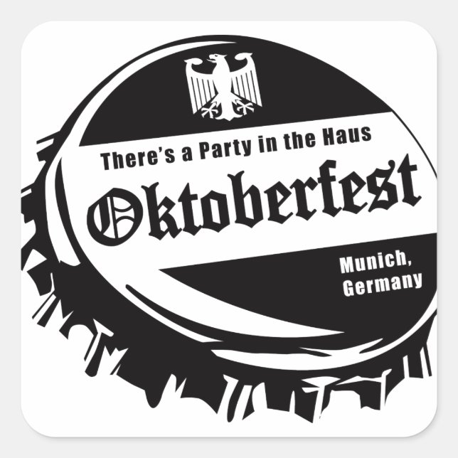 Adesivo Quadrado Partido Oktoberfest no Haus (Frente)
