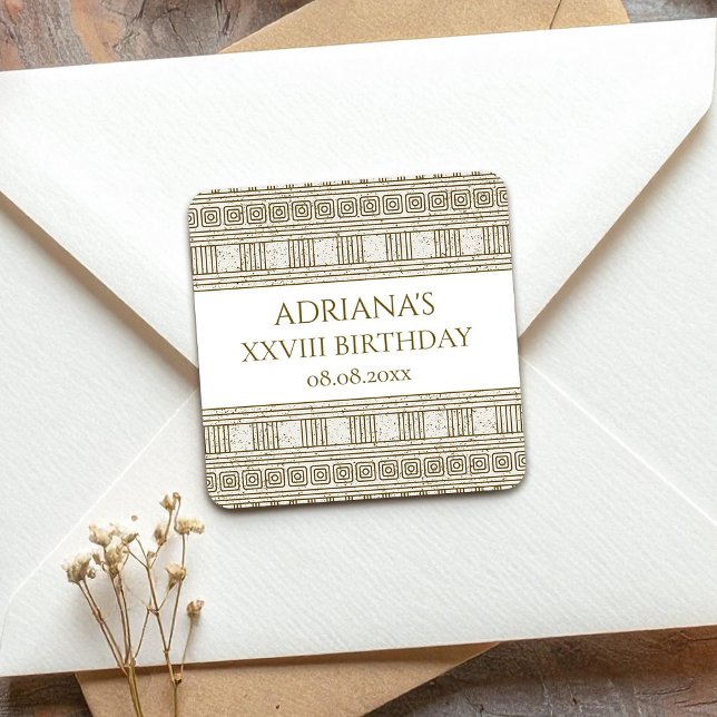 Adesivo Quadrado Partido Romano Toga com colunas elegantes do templ (Criador carregado)