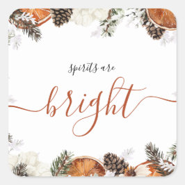 Adesivo Quadrado Partido Rustic Winter Citrus & Pine Holiday