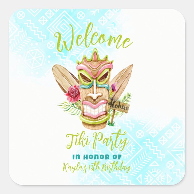 Adesivo Quadrado Partido Tiki (Frente)