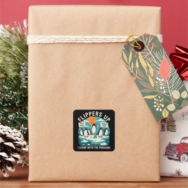 Adesivo Quadrado Pás Para Cima Eu Levo Pinguins Engraçado Resistênc (Feriado)