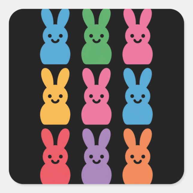 Adesivo Quadrado Páscoa Dia Coelhinho Ovos Xadrez Leopardo (Frente)