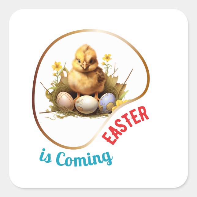 Adesivo Quadrado Páscoa está chegando - Cristo (Frente)