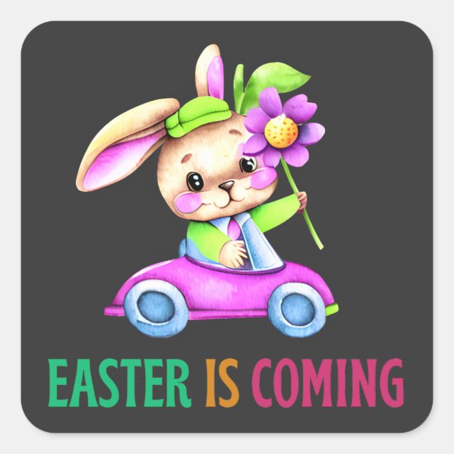 Adesivo Quadrado Páscoa está chegando - Feriado de Ovo (Frente)