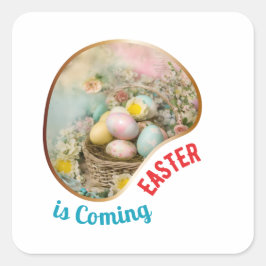 Adesivo Quadrado Páscoa está chegando - Primitivo