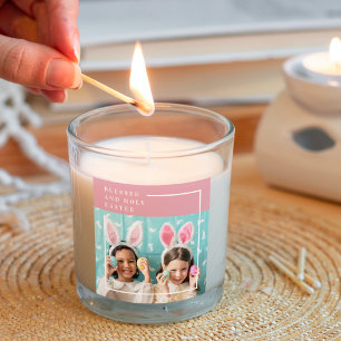 Adesivo Quadrado Páscoa Feliz e Rosa Moderno   Presente de Fotogra