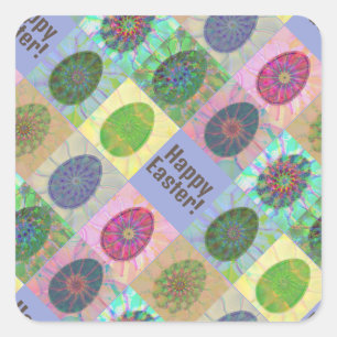 Adesivo Quadrado Páscoa Padrão de Abstrato de Ovos Coloridos Person