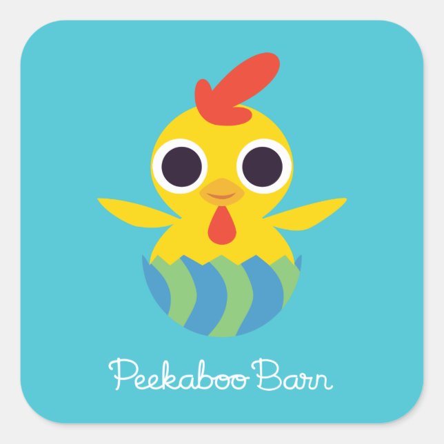 Adesivo Quadrado Páscoa Peekaboo Barn | Banque o Pintinho (Frente)