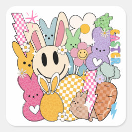 Adesivo Quadrado Páscoa retrô