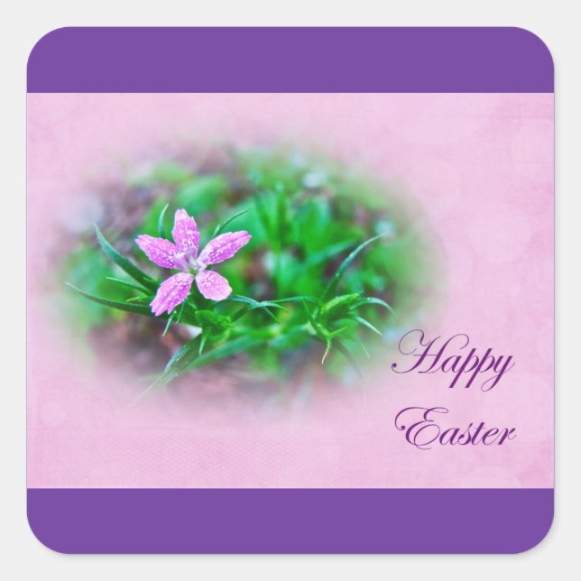 Adesivo Quadrado Páscoa Saudações Depford Pink Wildflower (Frente)