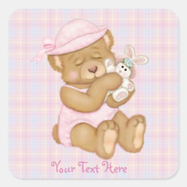 Adesivo Quadrado Páscoa ursinho Girl