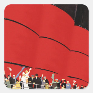 Adesivo Quadrado Passageiros do navio de cruzeiros do vintage que