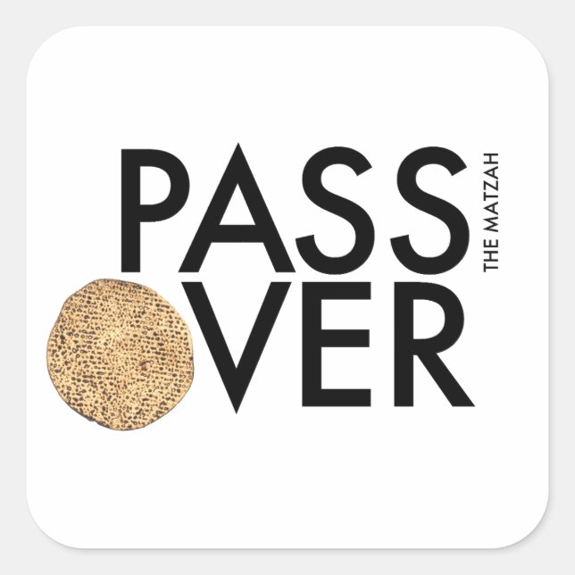 Adesivo Quadrado PASSAGEM - PASSA o matzah POR CIMA - Páscoa (Frente)