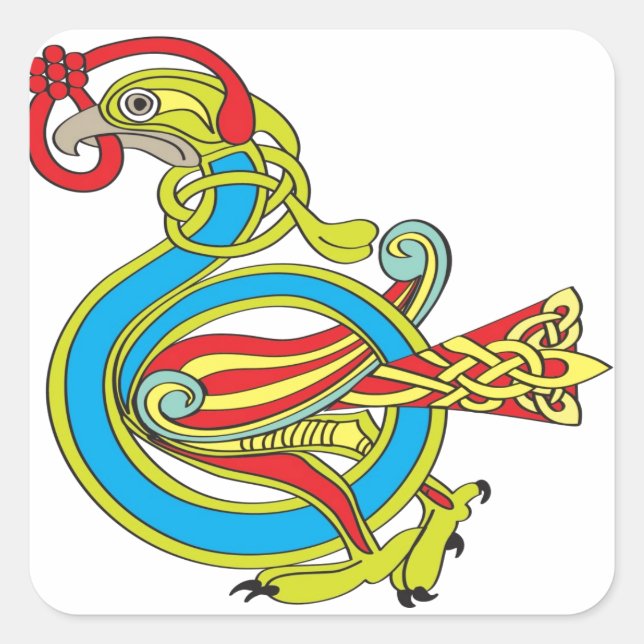 Adesivo Quadrado Pássaro Celta (Frente)